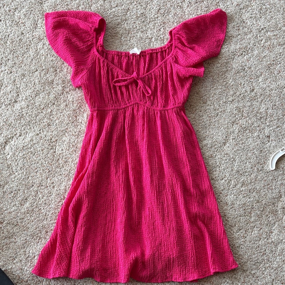 Lush Fuchsia Flutter Sleeve Kids Dress